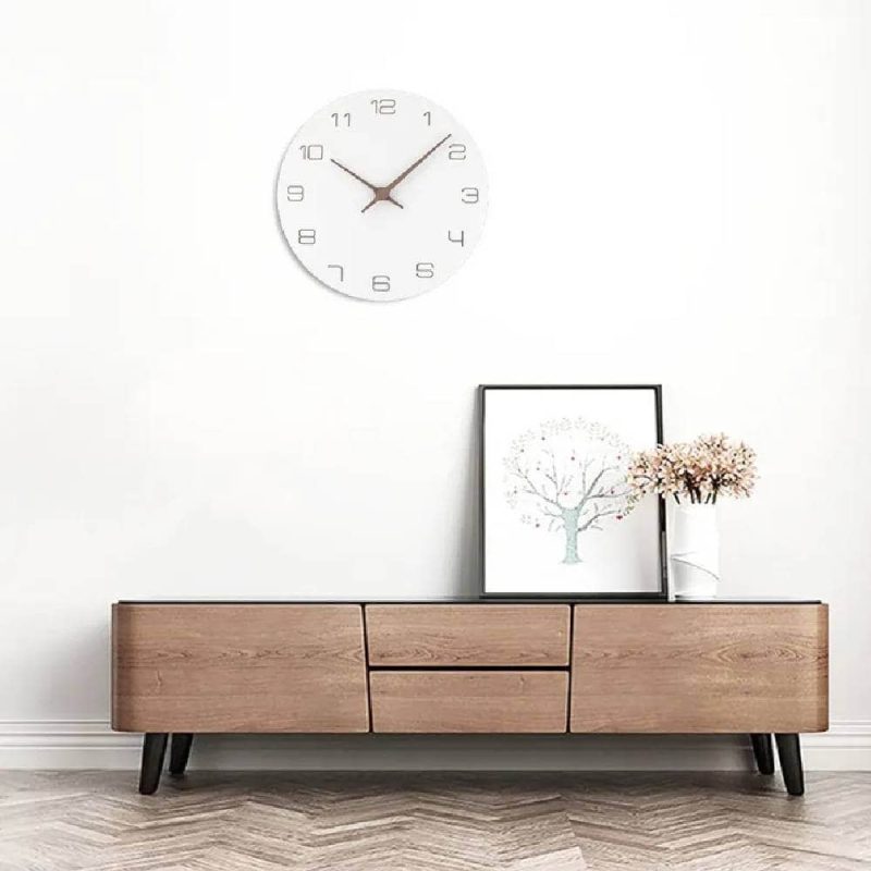 Reloj De Pared Blanco Y Madera 3
